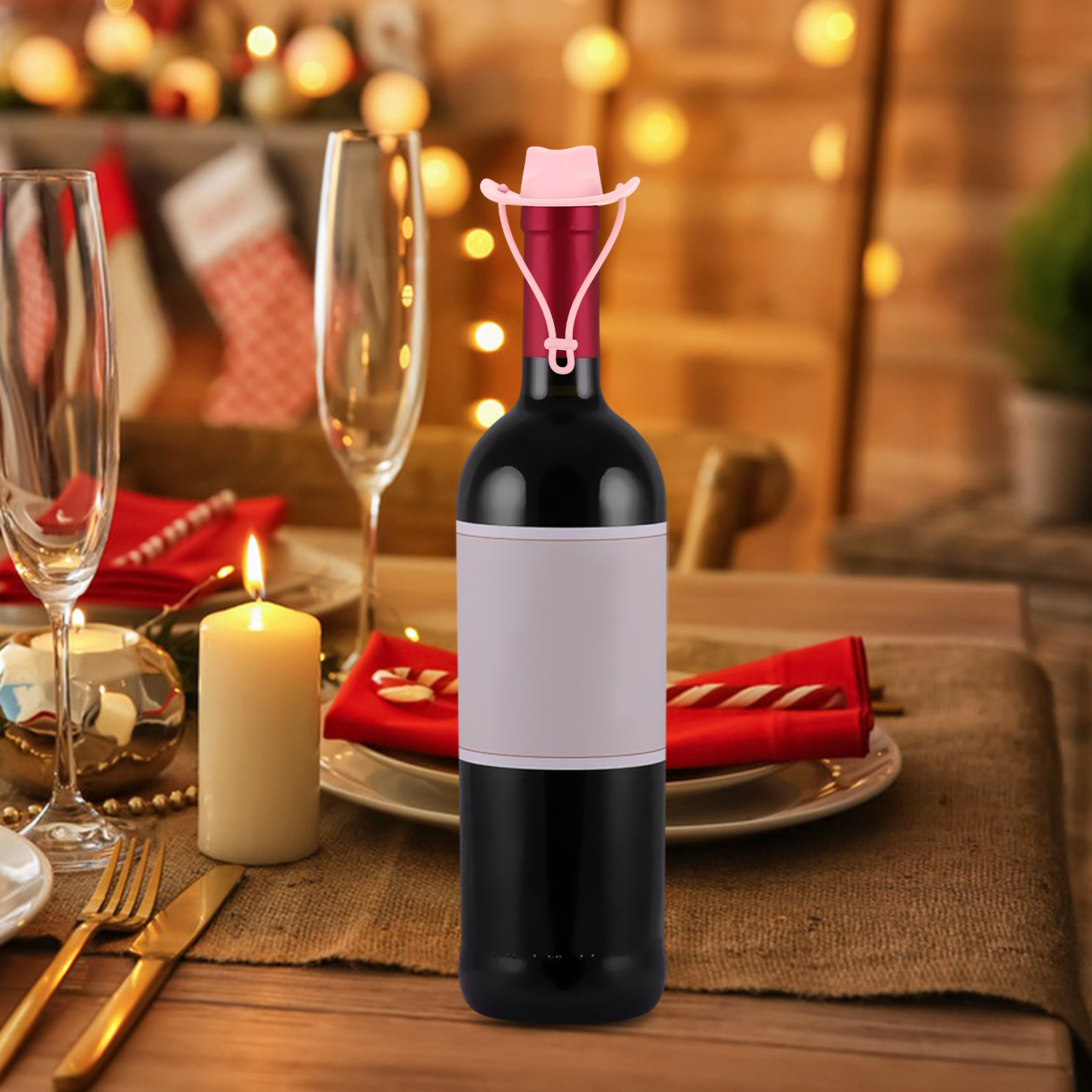 Wine Beer Hat - Yeniden Kullanılabilir Silikon Kovboy Şapkası Şişe