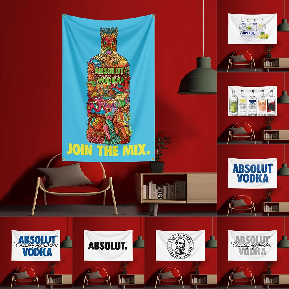 Wine Beer Garden - 90X150 CM A-Absolut Votkas Bayrağı Polyester