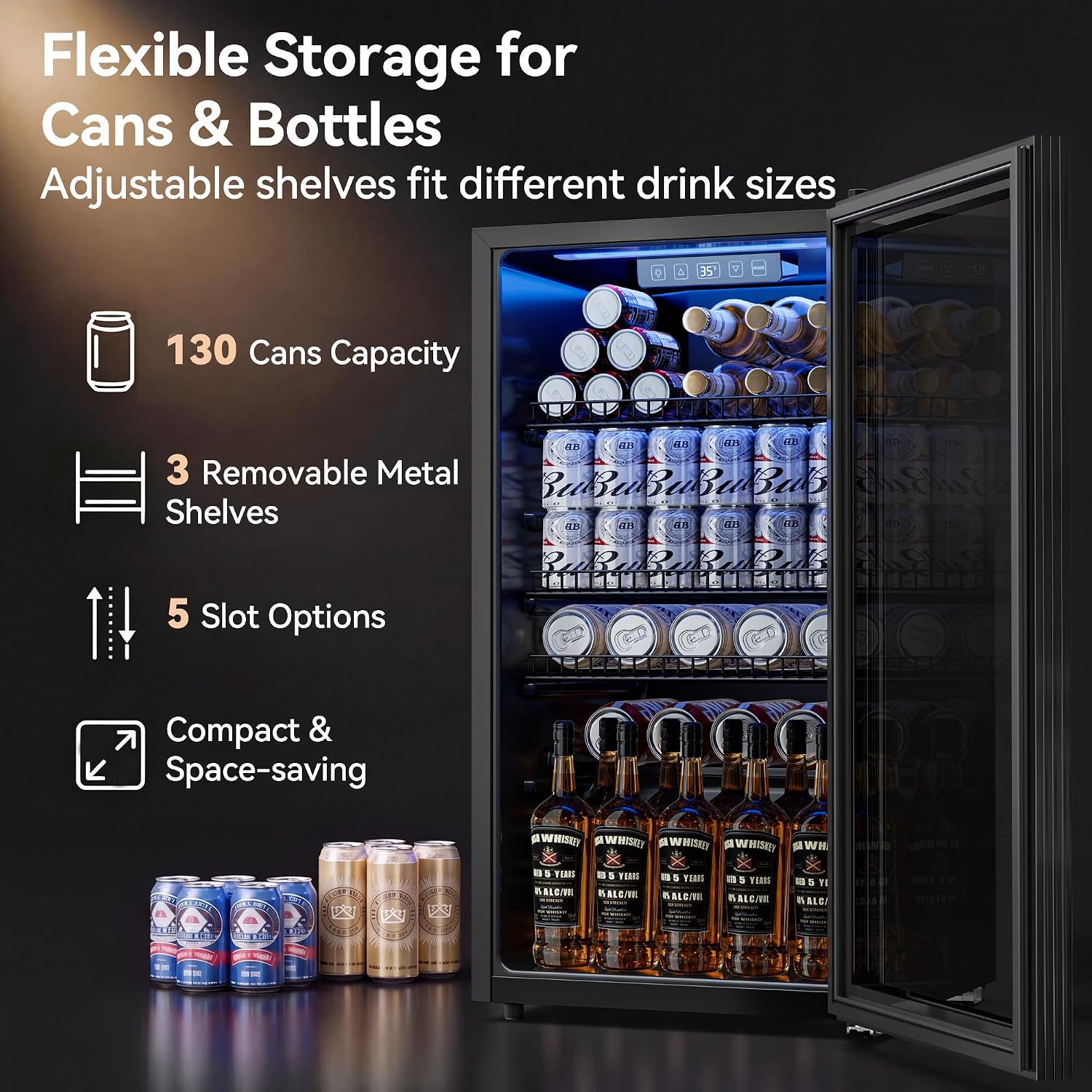 Wine Beer Mini Fridge - 130 Kutulu Cam Kapılı Mini İçecek